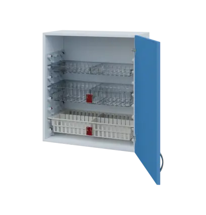 MBH - 65D horní skříňka boxová, 1-dveřová, pravá, 770x654x440, korpus bílý, dvířko pastelově modrá